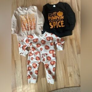 SHEIN White and Orange Matching Footies Set